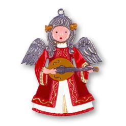 Christmas Angel With Guitar German Pewter Christmas Ornament