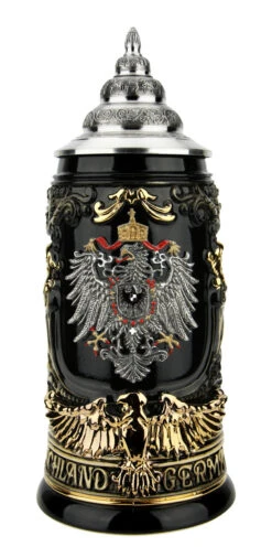 Deutschland Germany Eagle Handle With Crests Beer Stein | 0.4 Liter