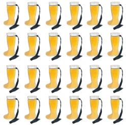 Plastic 1 Liter Beer Boot With Black Lanyards 24 Pack